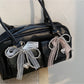 Keypus - Lace Bow Heart Pendant Bag Charm Keychain