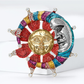 Brovia - Irregular Textured Star Moon Pin Brooch