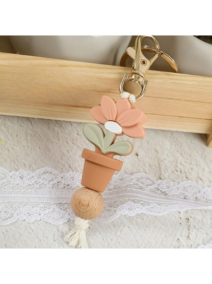 Keypus - Silicone Lotus Potted Plant Keychain