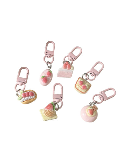 Keypus - Cartoon Strawberry Pastry Bag Charm Keychain