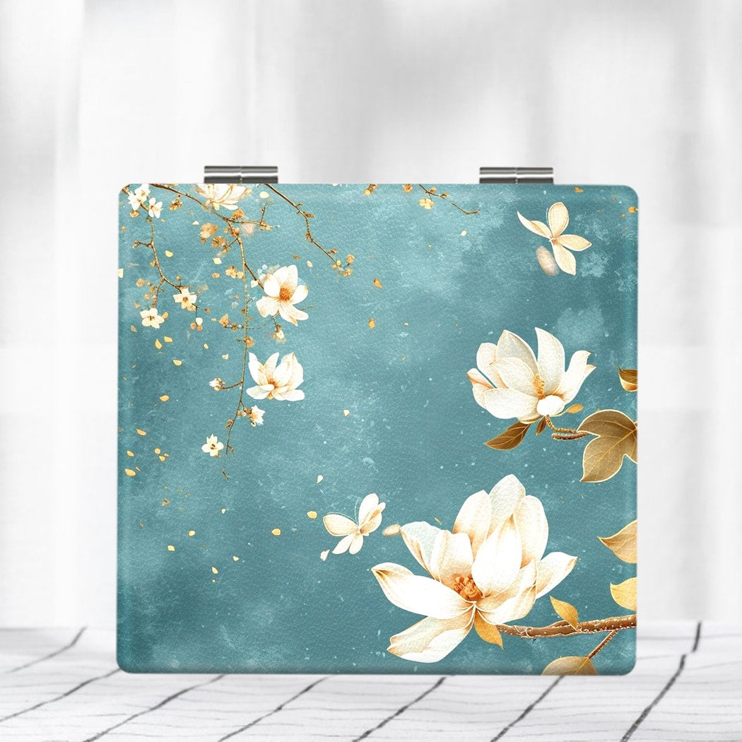 Mirroray - Rectangle Blossom Pattern Travel Makeup Mirror