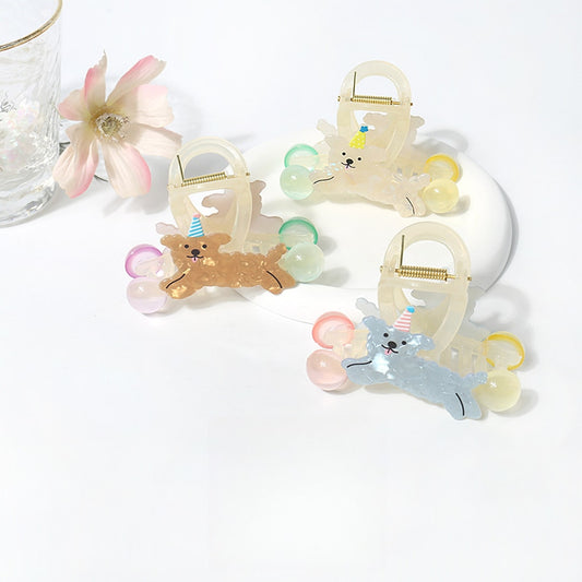 Beau - Acrylic Cartoon Puppy Flying Pose Claw Clip