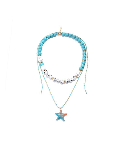 Nozari - Ocean Style Beaded Starfish Pendant Necklace