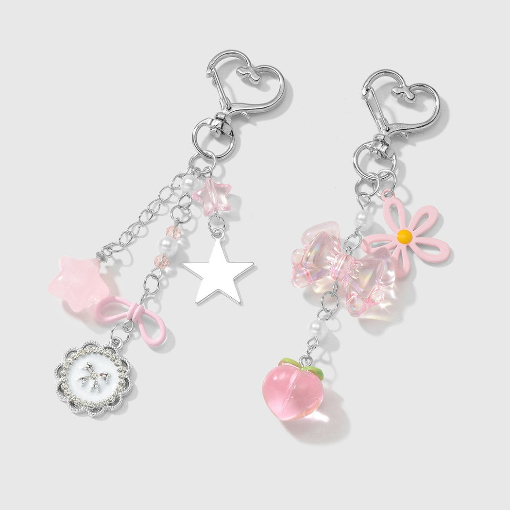 Keypus - Sweet Pink Star and Peach Keychain
