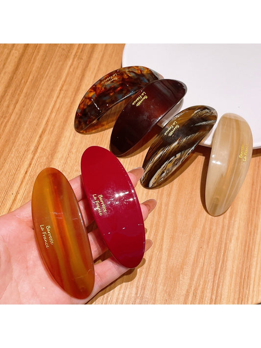 Beau - Simple Acetate Fiber Alloy Oval French Barrette