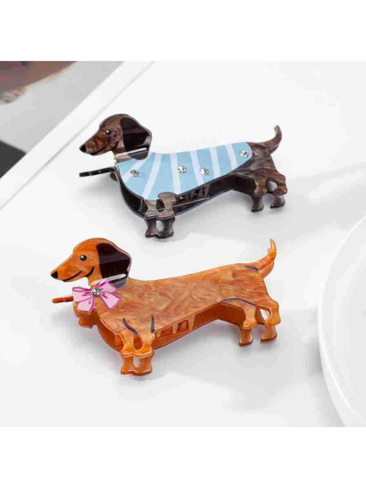 Beau cartoon puppy shaped hair claw clip in beige and brown colors