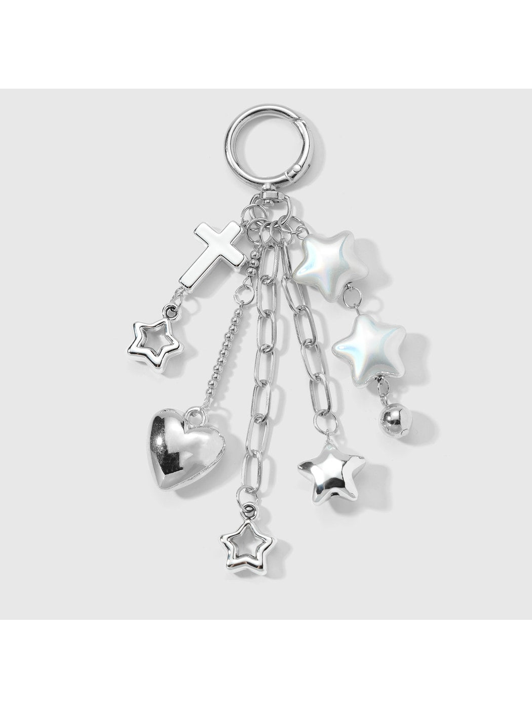 Keypus - Silver Tone Heart Mirror Charm Chain Keychain