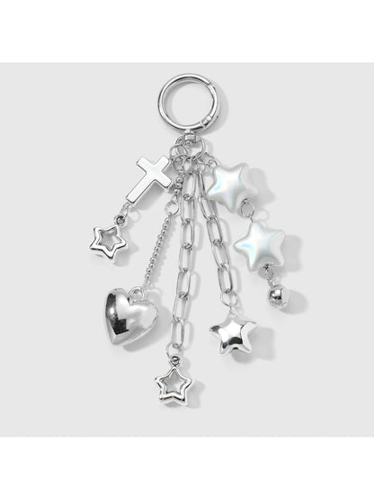 Keypus - Silver Tone Heart Mirror Charm Chain Keychain