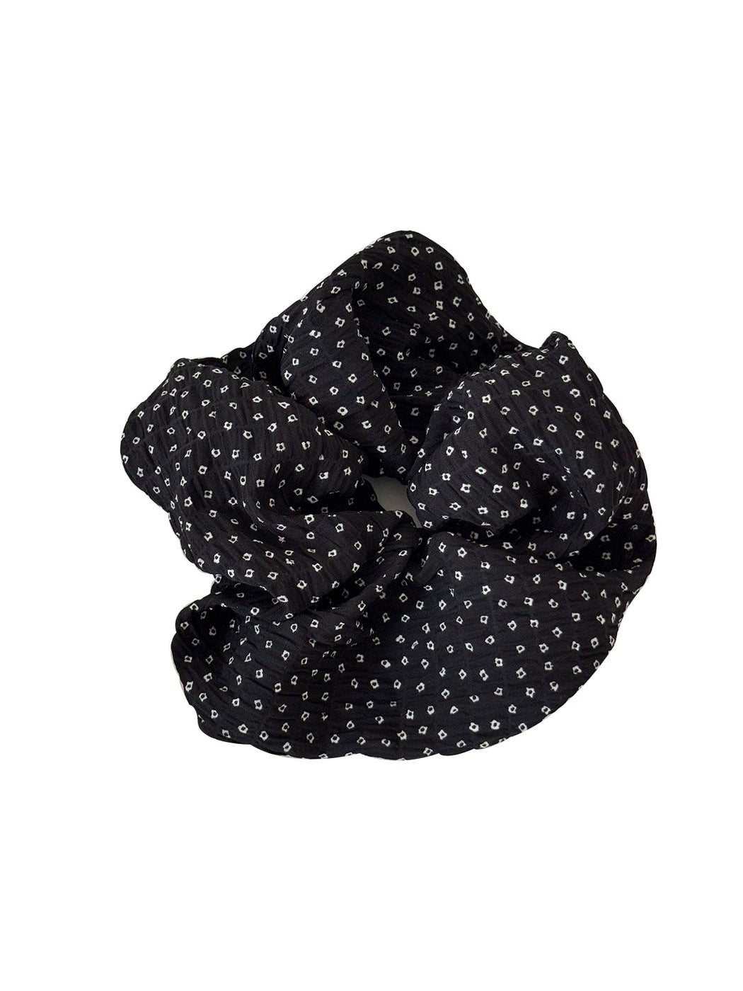 Gifty - Pleated Polka Dot Fabric Scrunchie Hair Tie