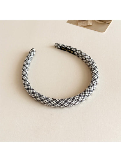 Gifty - Slim Plaid Check Pattern Simple Women Headband