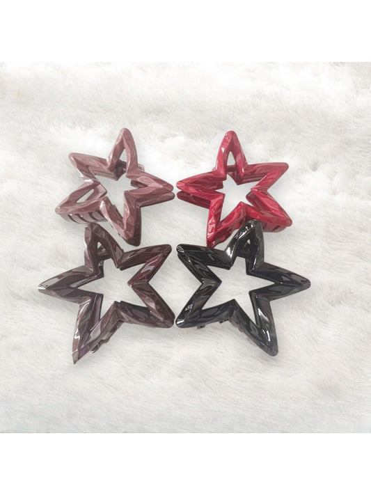 Beau - Minimalist Glossy Hollow Star Hair Claw Clip