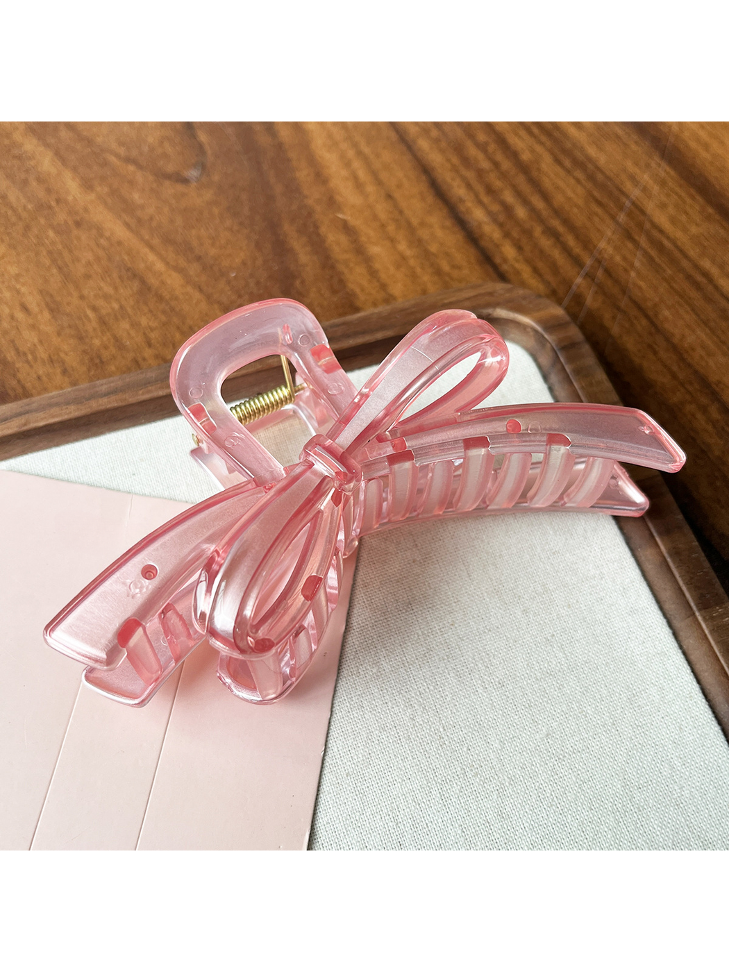 Beau - Large Bow Ring Detail Geometric PC Claw Clip