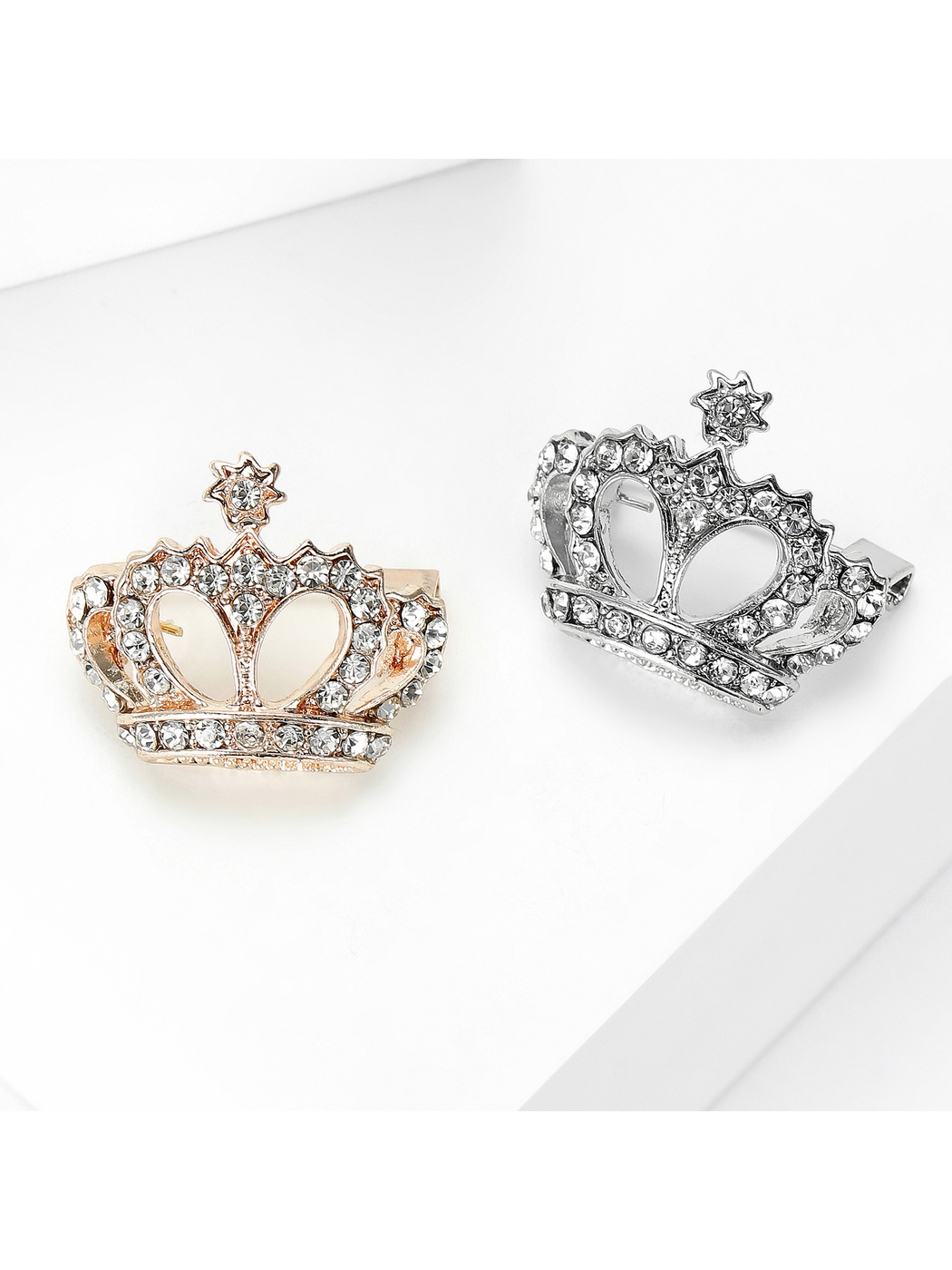 Brovia - Rhinestone Crown Accent Alloy Brooch Pin