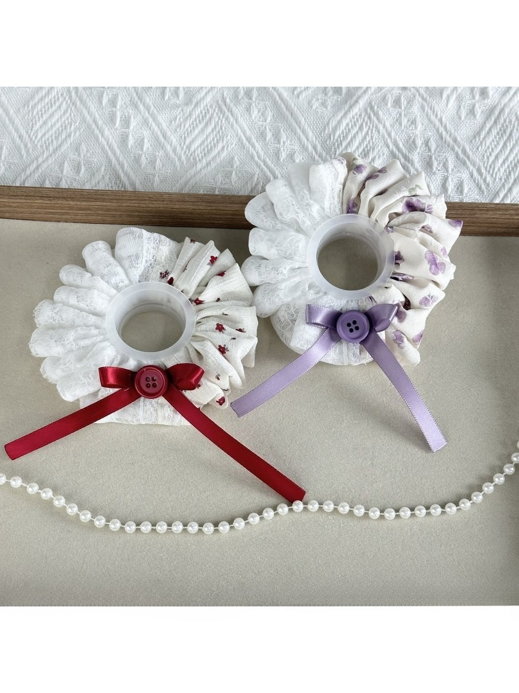 Gifty - Floral Patchwork Ribbon Button Scrunchie
