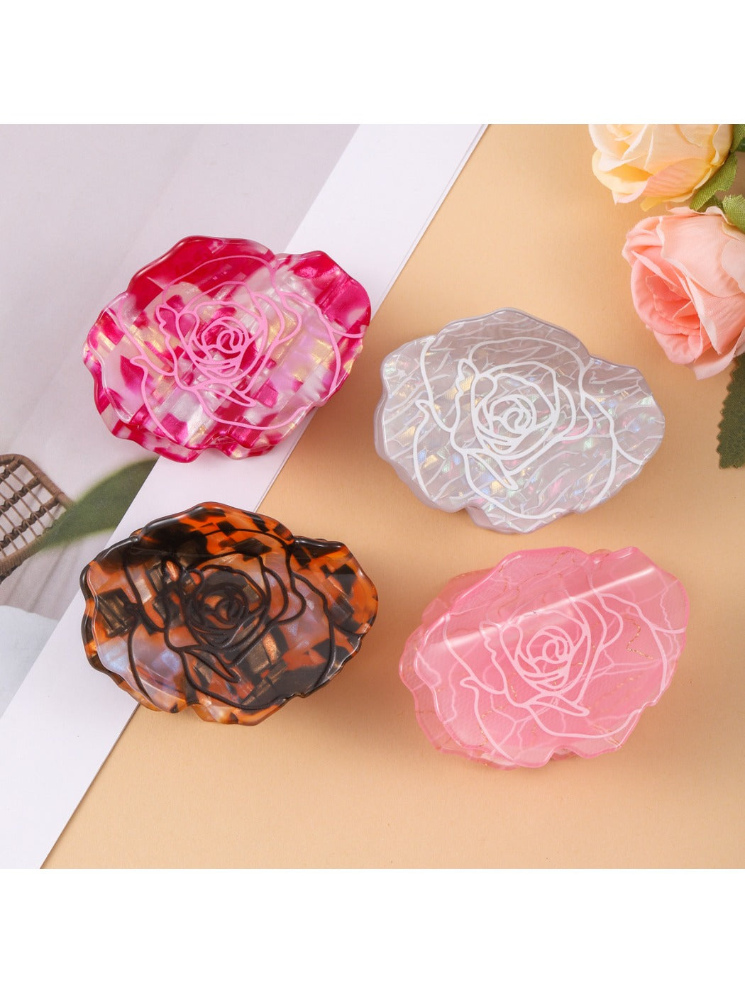 Beau - Elegant Rose Patterned Hair Claw Clip