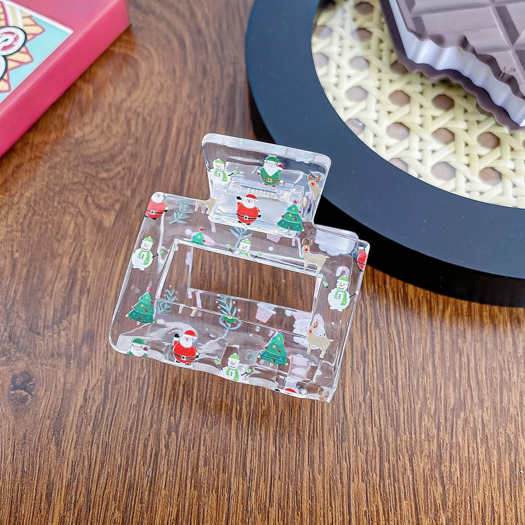 Beau - Christmas Theme Print Openwork Claw Clip