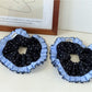 Gifty - Polka Dot Blue Plaid Lace Scrunchie