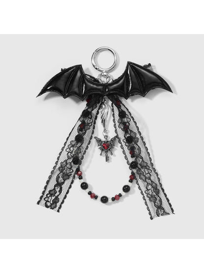 Keypus - Y2K Lace Bow Bat Shape Bag Charm Keychain