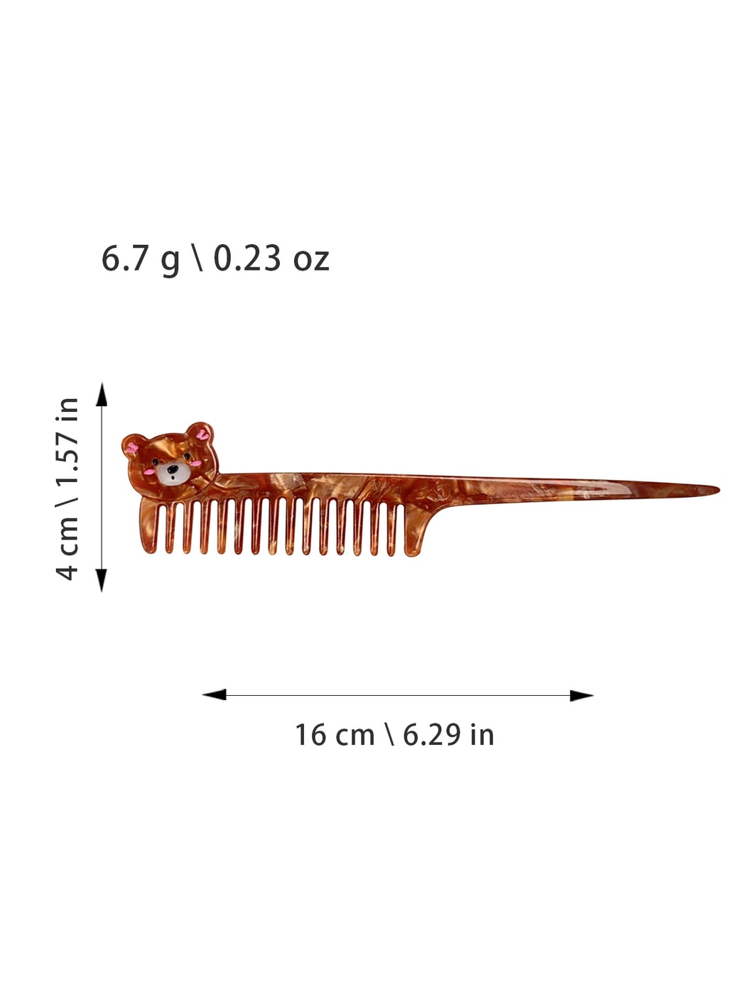Camerow - Cartoon Animal Acetate Long Handle Comb