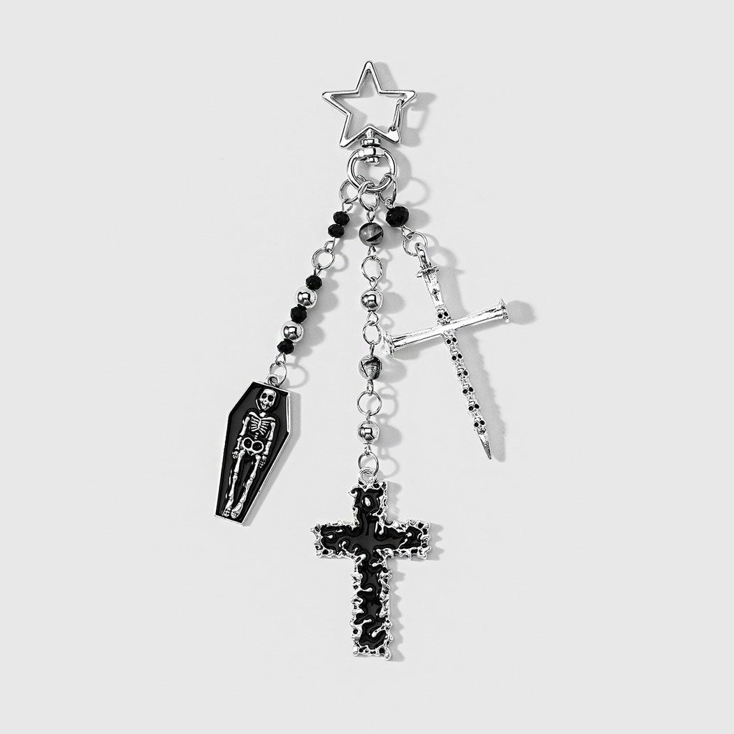 Keypus - Halloween Theme Rose Cross Keychain