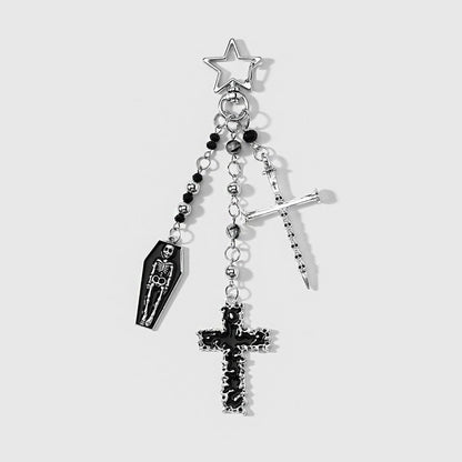 Keypus - Halloween Theme Rose Cross Keychain
