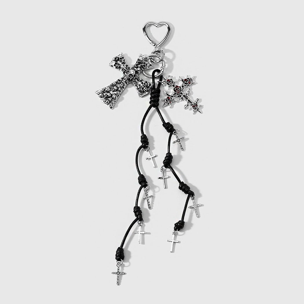 Keypus - Halloween Thorn Rose Skull Cross Keychain