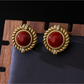 Earedge - Vintage Geometric Framed Round Stud Earrings