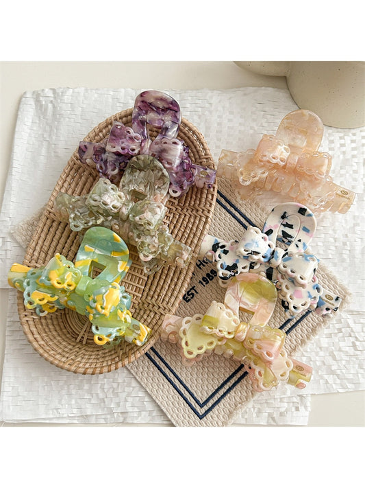Beau - Decorative Bow Shape Acetate Alloy Claw Clip