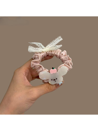 Gifty - Lace Bow Dog Motif Polyester Scrunchie