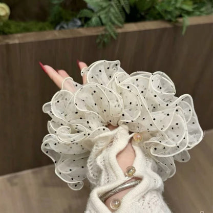 Gifty - Polka Dot Mesh Layered Ruffle Hair Scrunchie