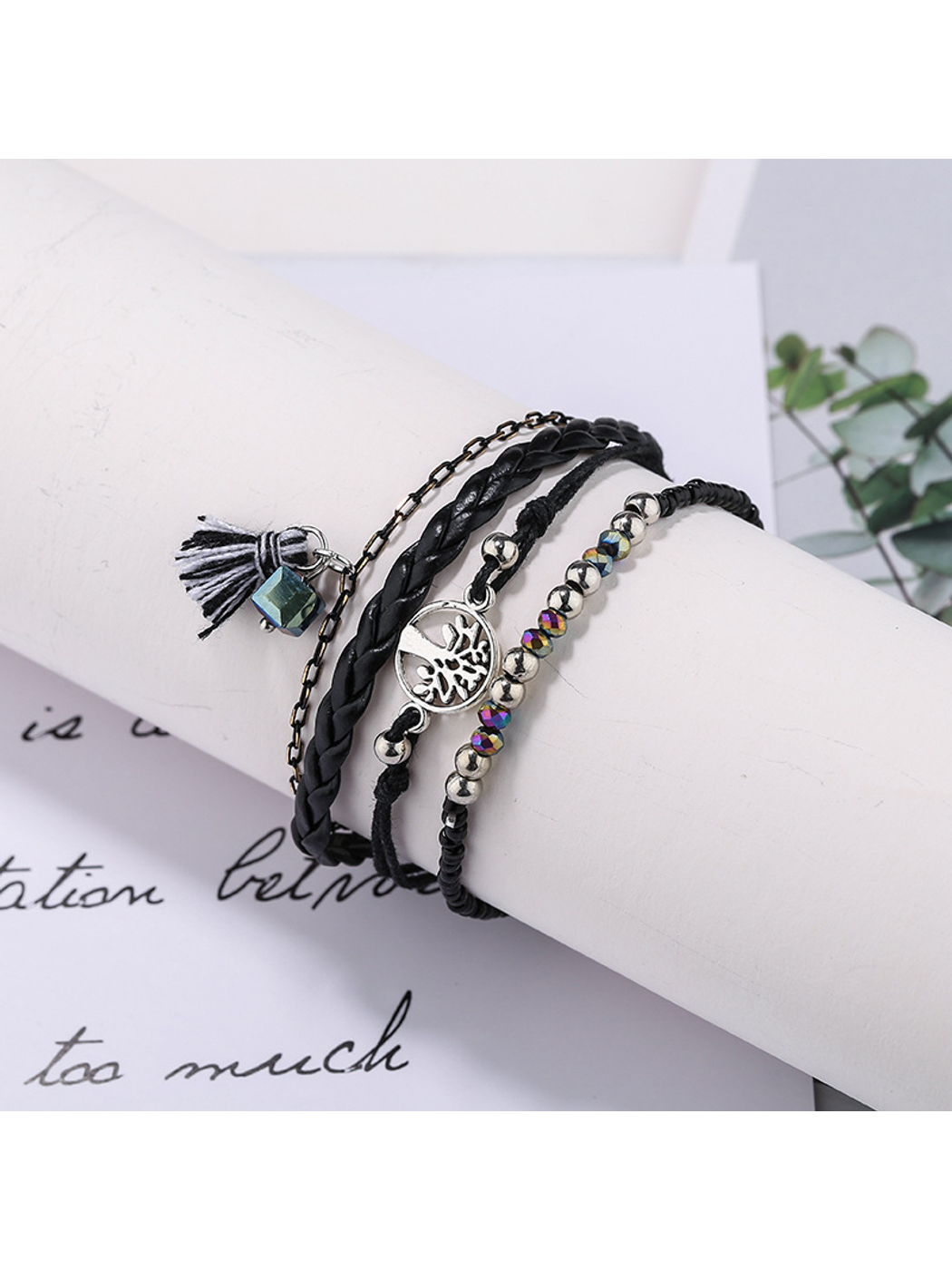 Lovra - Bohemian Tree Pendant Layered Bracelet