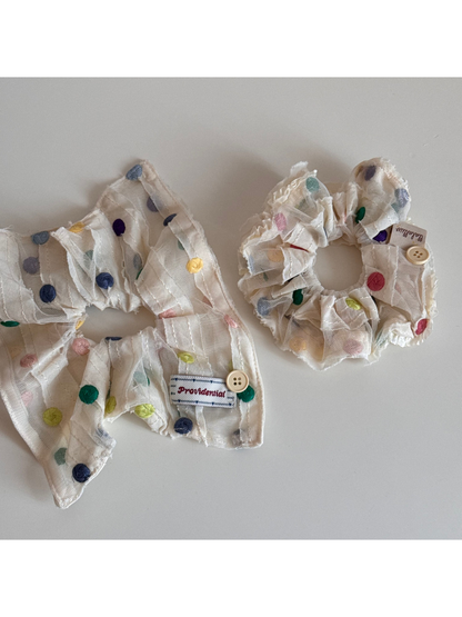 Gifty - Dotted Ruffled Polyester Scrunchie