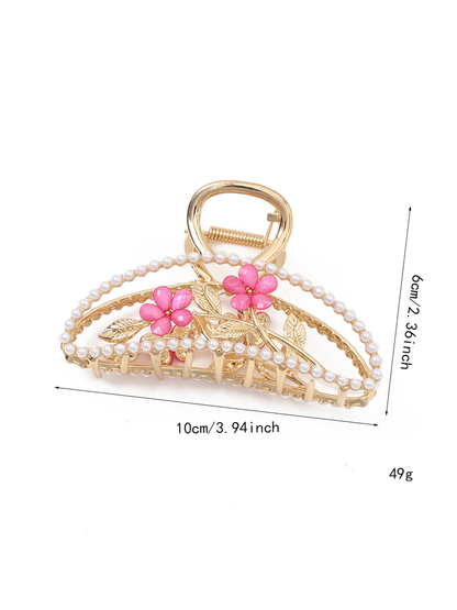Beau - Sweet Floral Openwork Oval Claw Clip