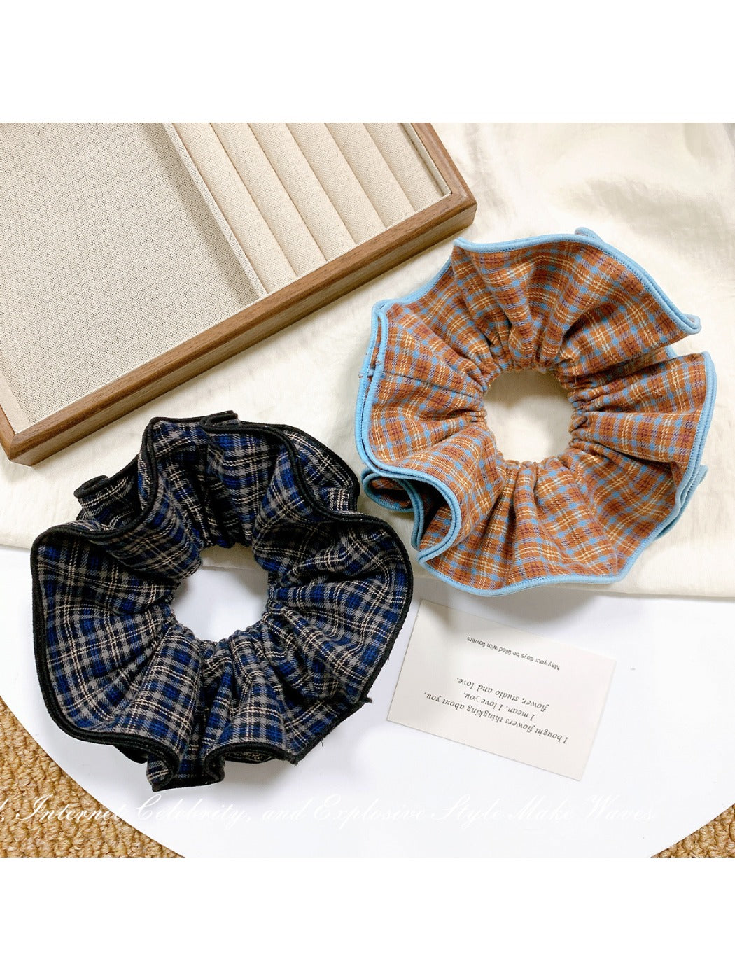 Gifty - Double-layer Plaid Hair Ring