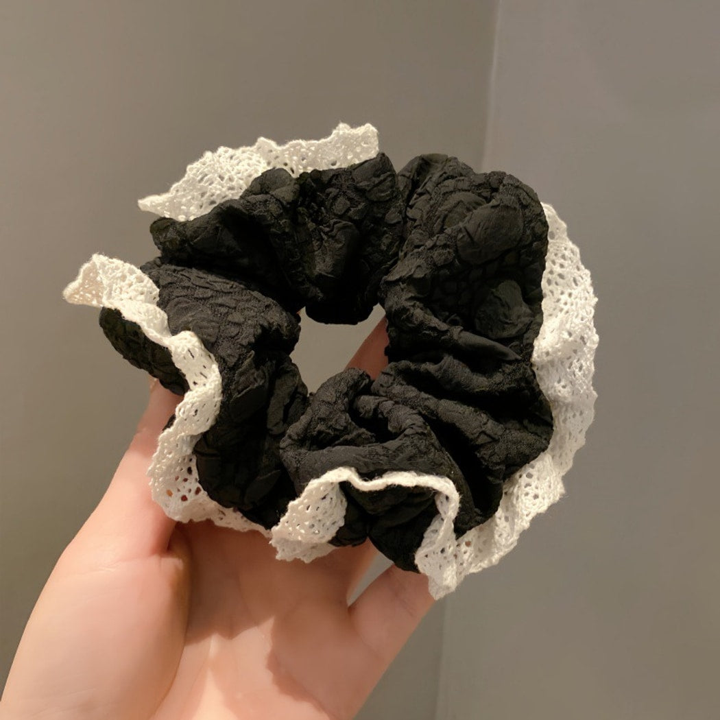 Gifty - Retro Lace Ruffle Fabric Hair Scrunchie