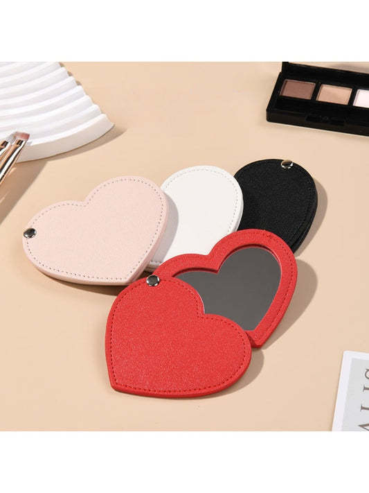 Mirroray - Elegant PU Leather Heart Folding Mirror