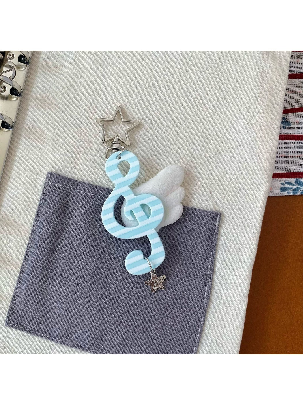 Keypus - Angel Wing Music Note Acrylic Bag Charm Keychain