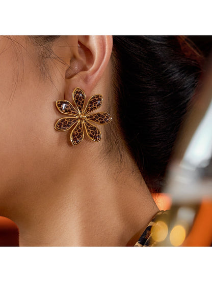 Earedge - Leopard Print Floral Earrings