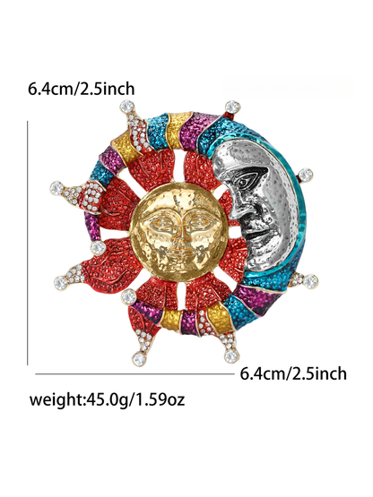 Brovia - Irregular Textured Star Moon Pin Brooch