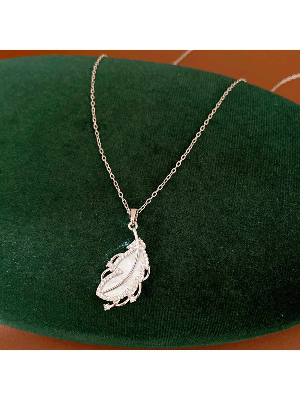 Nozari - Geometric Feather Accent Copper Pendant Necklace
