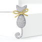 Brovia - Alloy Cat Bow Accent Fashion Brooch Pin