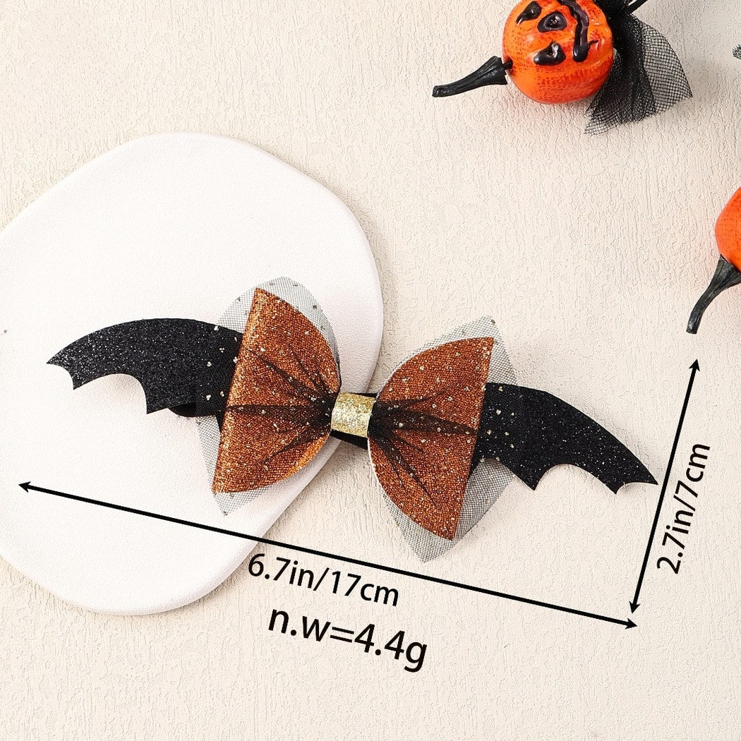 Beau - Halloween Bat Wing Glitter Bow Hair Clip