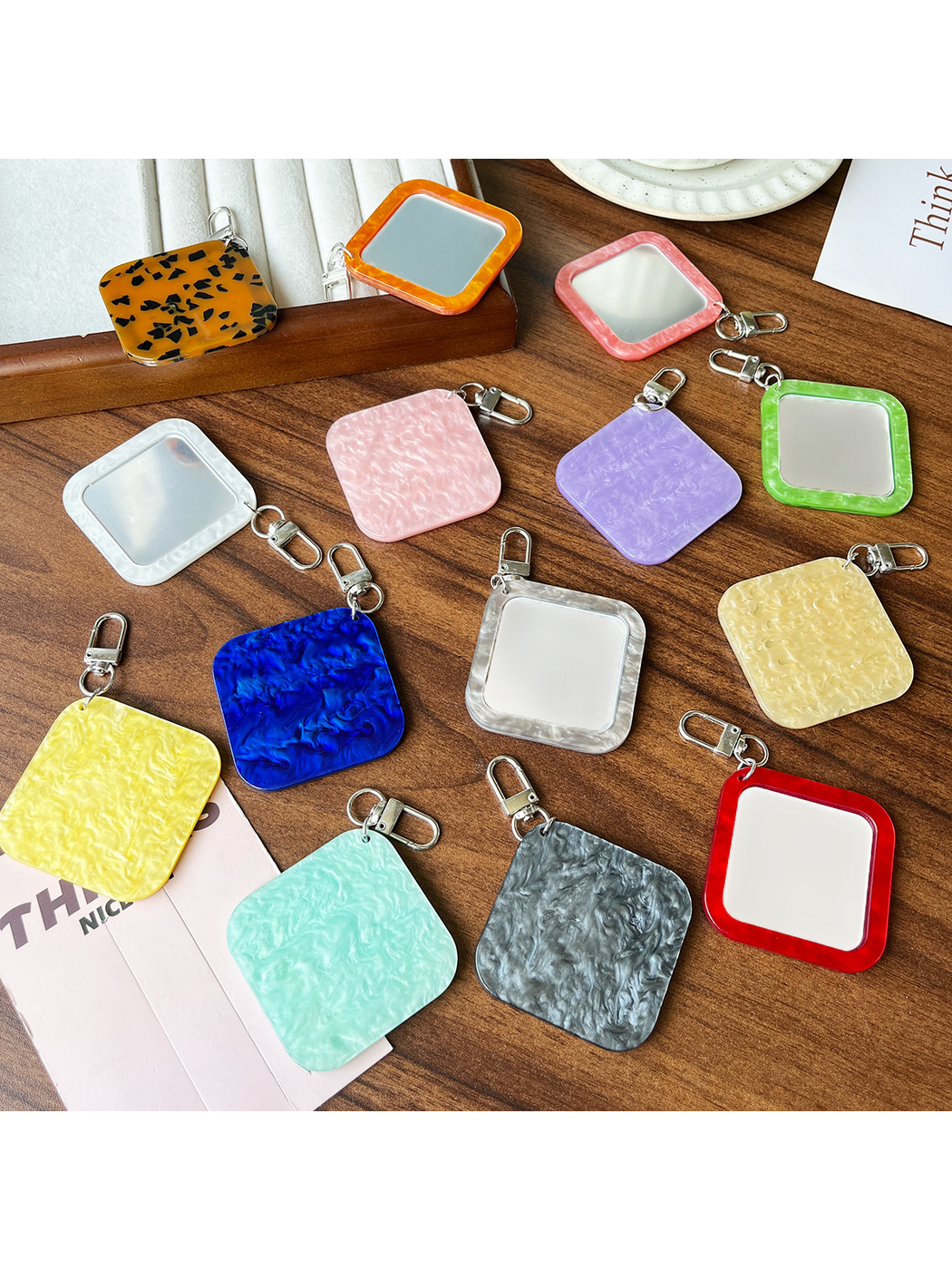 Keypus - Acrylic Square Mirror Bag Charm Keychain