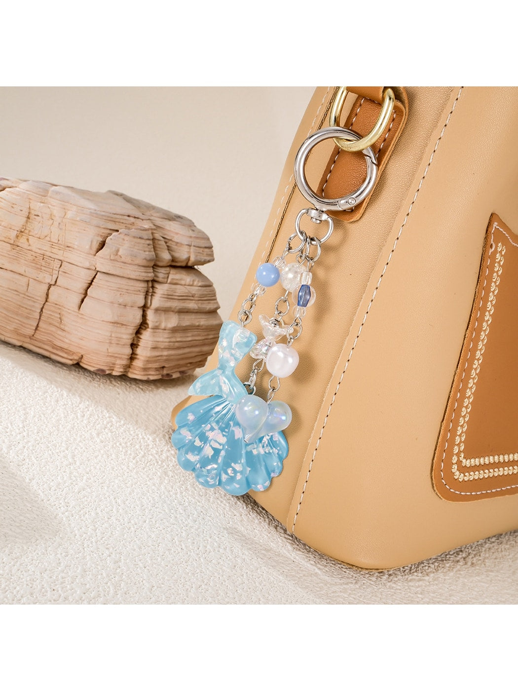 Keypus - Decorative Shell and Fish Tail Purse Charm Keychain