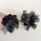 Gifty - Black Mesh Polka Dot Bow Scrunchie