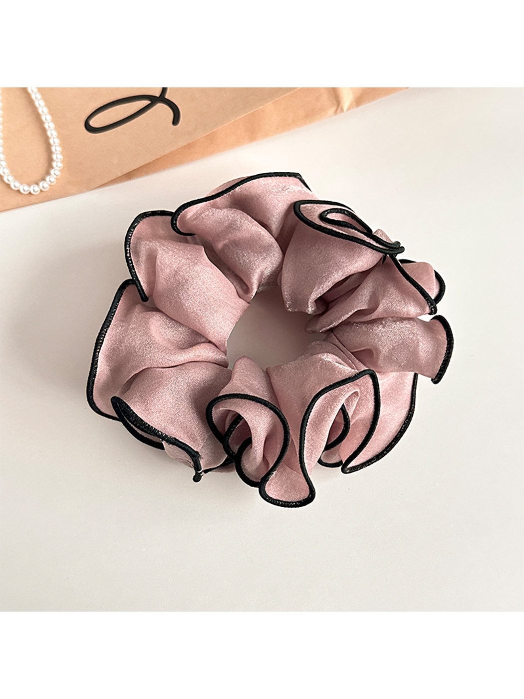 Gifty - Double Layer Contrast Trim Hair Scrunchie