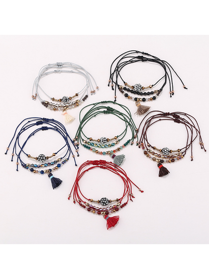 Lovra - Bohemian Beaded Tassel Pendant Bracelet