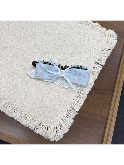 Beau - Lace Trim Ribbon Bow Decorative Banana Clip