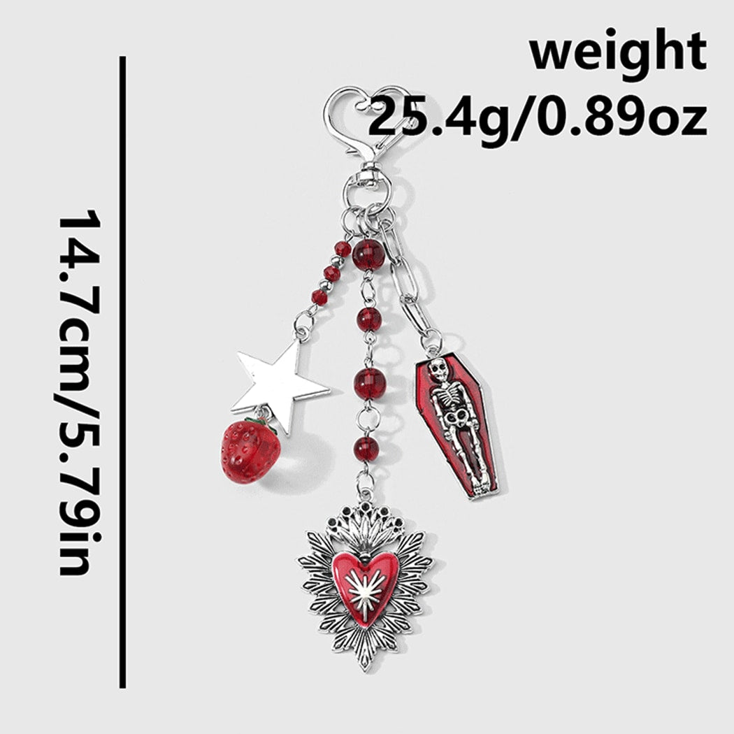 Keypus - Pink Halloween Heart and Coffin Design Keychain