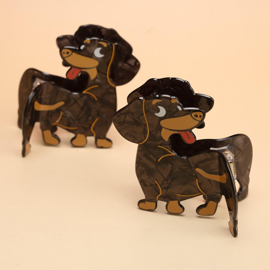 Beau - Black Cartoon Dog PVC Claw Clip